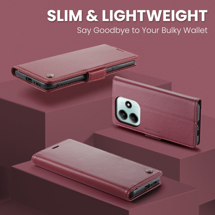 For Redmi Note 14 5G CaseMe 023 Butterfly Buckle Litchi Texture RFID Anti-theft Leather Phone Case(Red)