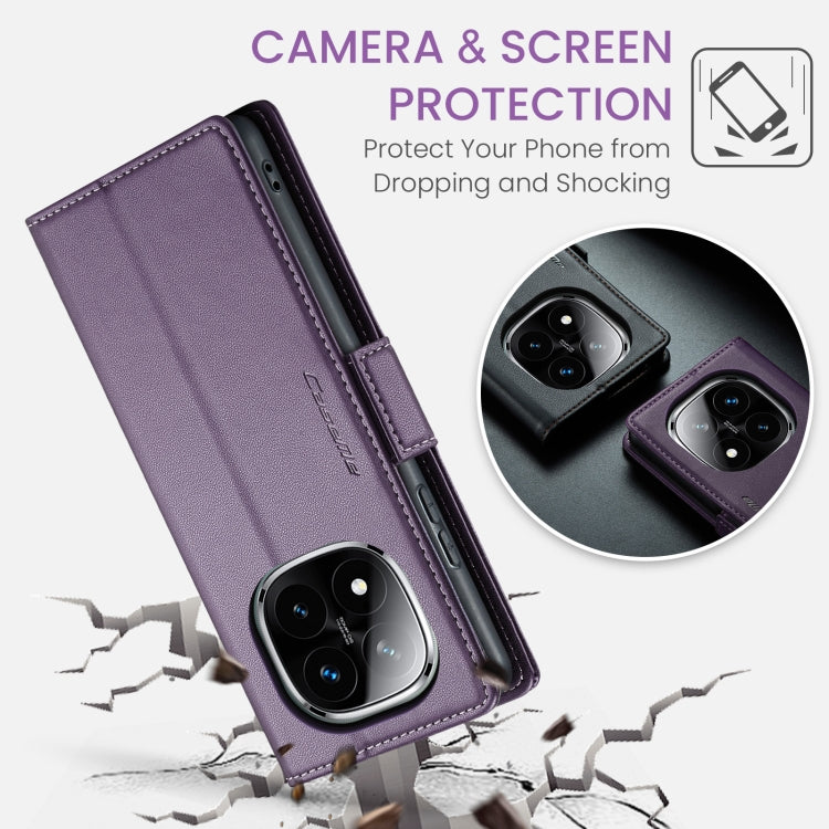 For Redmi Note 14 Pro 5G CaseMe 023 Butterfly Buckle Litchi Texture RFID Anti-theft Leather Phone Case(Purple)