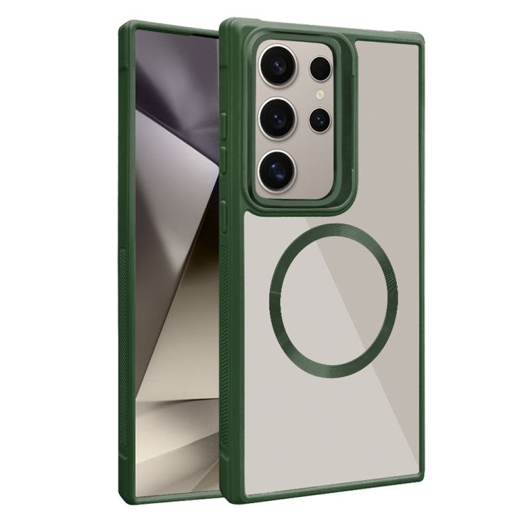 For Samsung Galaxy S25 Ultra 5G Plated CD Texture MagSafe Acrylic Hybrid TPU Phone Case(Green)