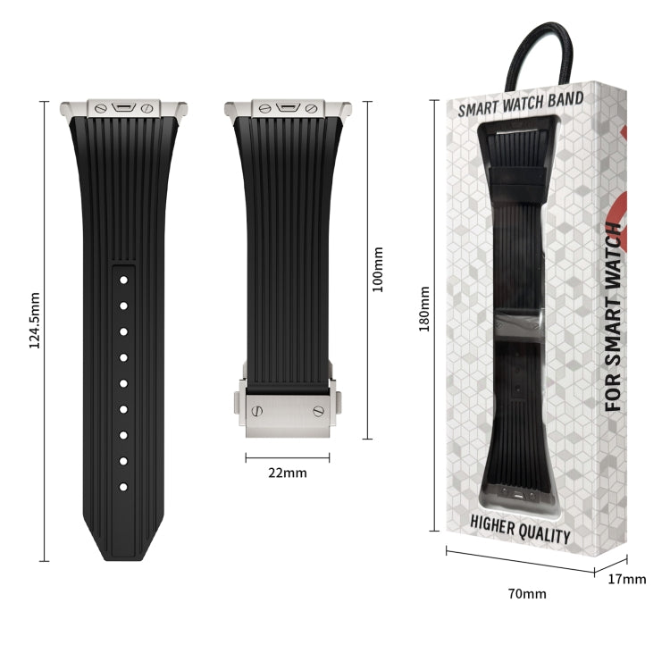 For Samsung Galaxy Watch Ultra 47mm Titanium Connector Silver Buckle Silicone Watch Band(Starlight) - free shipping - PMC TechLife - Order now!