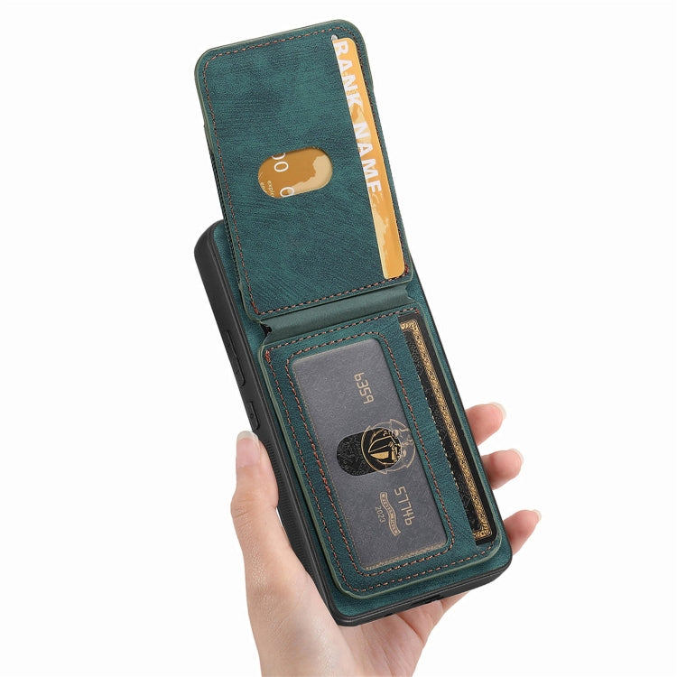 For Samsung Galaxy S25 Ultra 5G Retro Splitable Magnetic Stand Card Bag Leather Phone Case(Green)