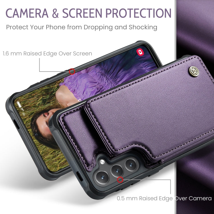 For Samsung Galaxy S25 5G CaseMe C22 Card Slots Holder RFID Anti-theft Phone Case(Purple)