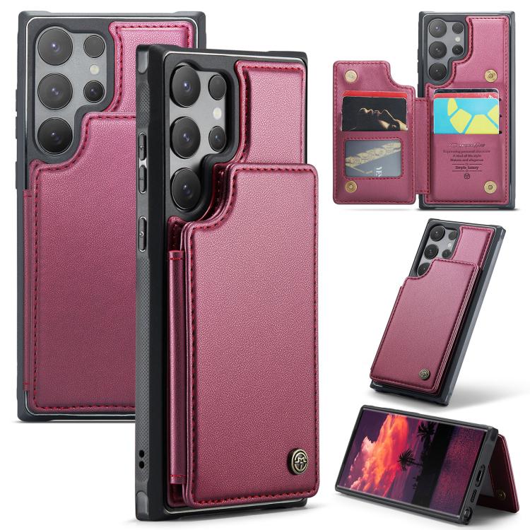 For Samsung Galaxy S25 Ultra 5G CaseMe C22 Card Slots Holder RFID Anti-theft Phone Case(Red)