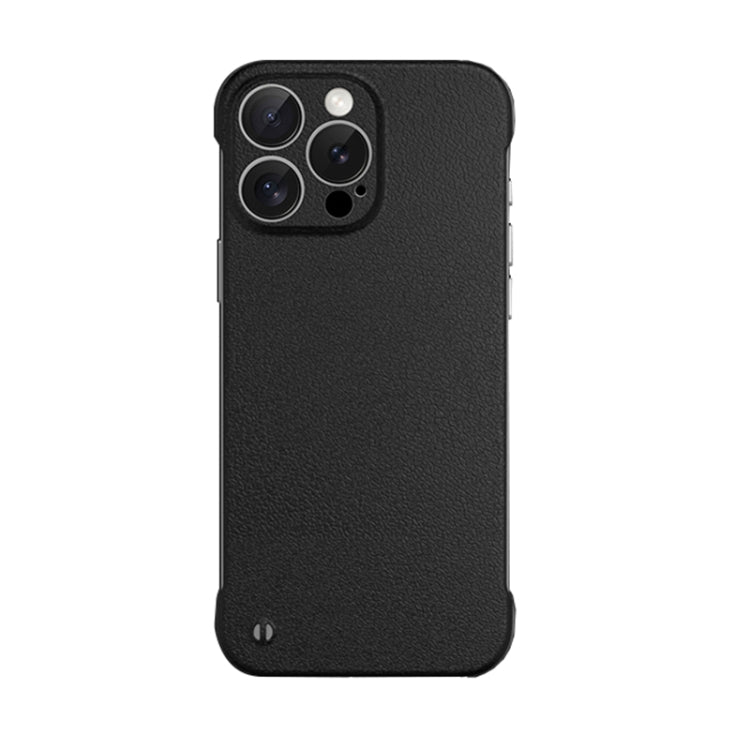 For iPhone 12 Pro Max Frameless Litchi Texture PC Phone Case(Graphite Black)