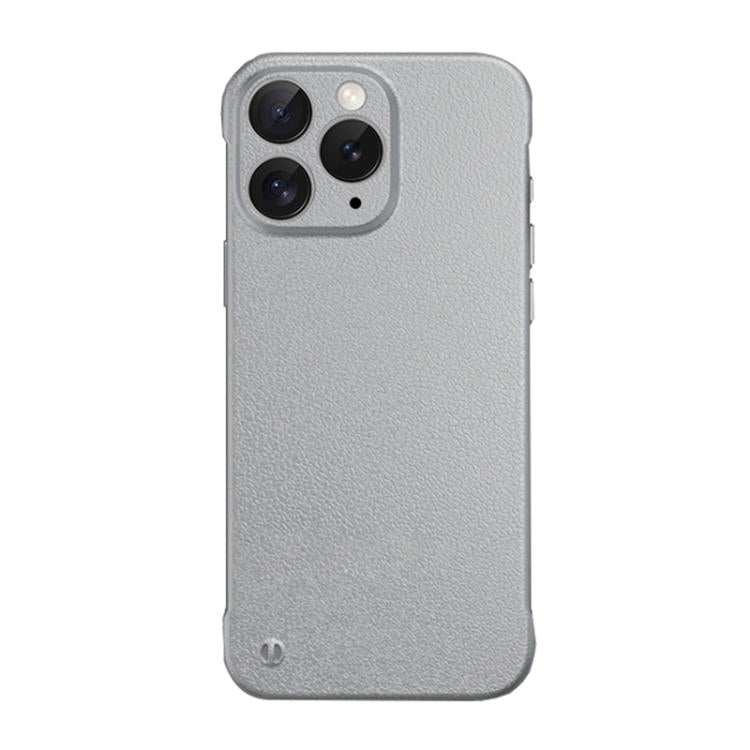 For iPhone 11 Pro Max Frameless Litchi Texture PC Phone Case(Titanium Silver)