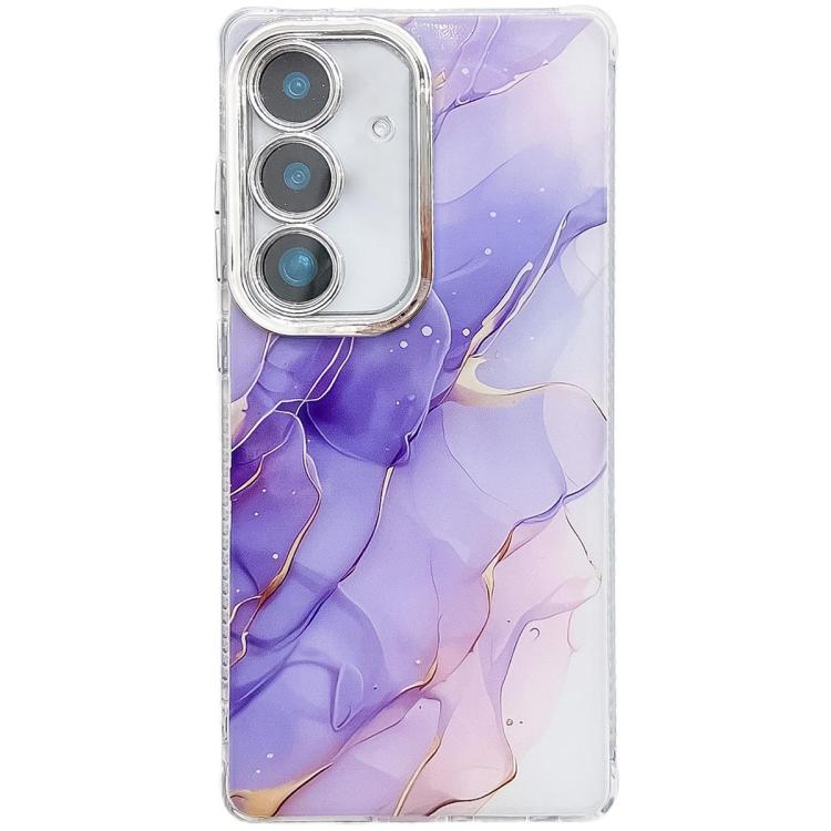 For Samsung Galaxy S25+ 5G Electroplated Marble Texture Phone Case(Purple M3)