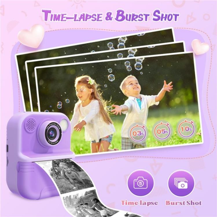 E8 2.4 Inch Screen Photo Printing Video Recorder Multifunctional Kids Dual Lens Camera(Purple) - free shipping - PMC TechLife - Order now!