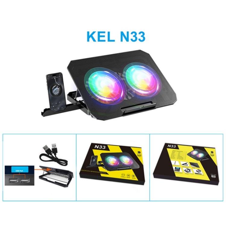 N33 RGB Dual Fans Cooling Pad Adjustable Height Laptop Stand with Phone Holder - Cooling Pads by PMC TechLife | Online Shopping South Africa | PMC TechLife | Buy Now Pay Later Mobicred