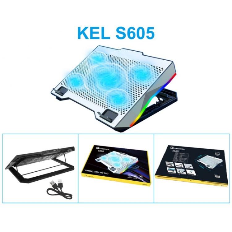 S605 RGB Light 5 Silent Fans Adjustable Height Stand Gaming Laptop Cooling Pad - Cooling Pads by PMC TechLife | Online Shopping South Africa | PMC TechLife | Buy Now Pay Later Mobicred