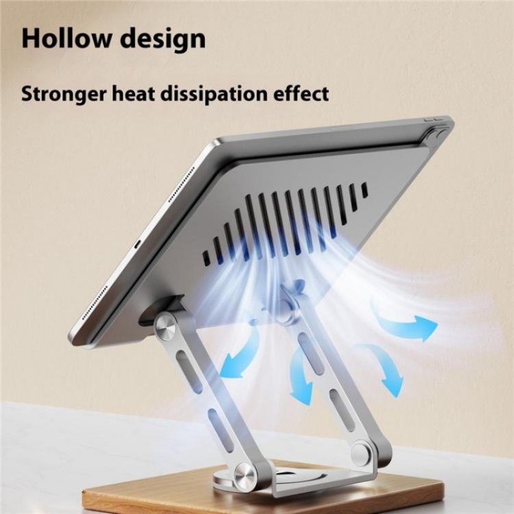 J27 Desktop Foldable Rotating Wooden Base Tablets Laptops Metal Cooling Holder(Silver) - Laptop Stand by PMC Jewellery | Online Shopping South Africa | PMC Jewellery | Buy Now Pay Later Mobicred