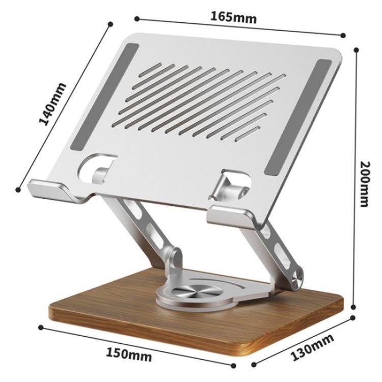 J27 Desktop Foldable Rotating Wooden Base Tablets Laptops Metal Cooling Holder(Grey) - Laptop Stand by PMC TechLife | Online Shopping South Africa | PMC TechLife | Buy Now Pay Later Mobicred
