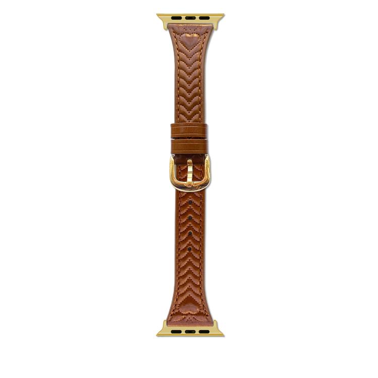 For Apple Watch 42mm / 41mm / 40mm / 38mm Heart-Shaped Embossed Leather Watch Band(Brown)
