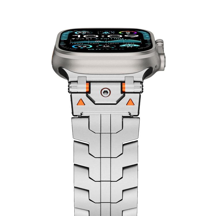 For Apple Watch 42mm / 41mm / 40mm / 38mm Stainless Steel Iron Man Butterfly Buckle Metal Watch Band(Silver)