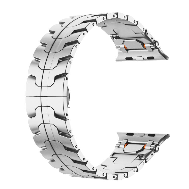For Apple Watch 42mm / 41mm / 40mm / 38mm Stainless Steel Iron Man Butterfly Buckle Metal Watch Band(Silver)
