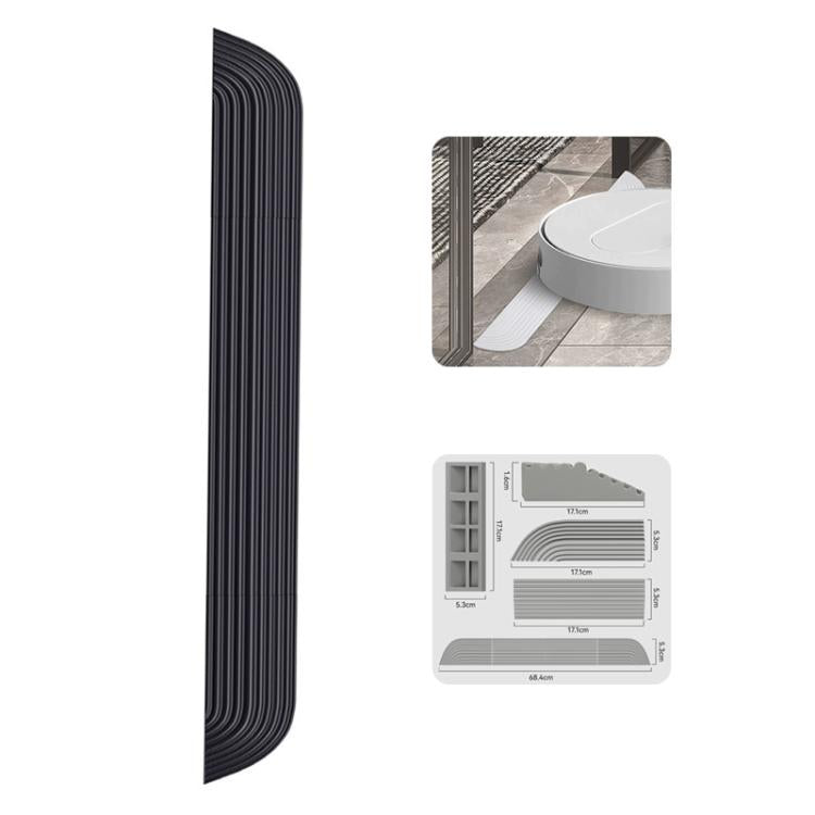 JUNSUNMAY For Ecovacs / iRobot / Mijia / Dreame Sweeping Robot Universal Silicone Threshold Bars Ramp Mat(Black)