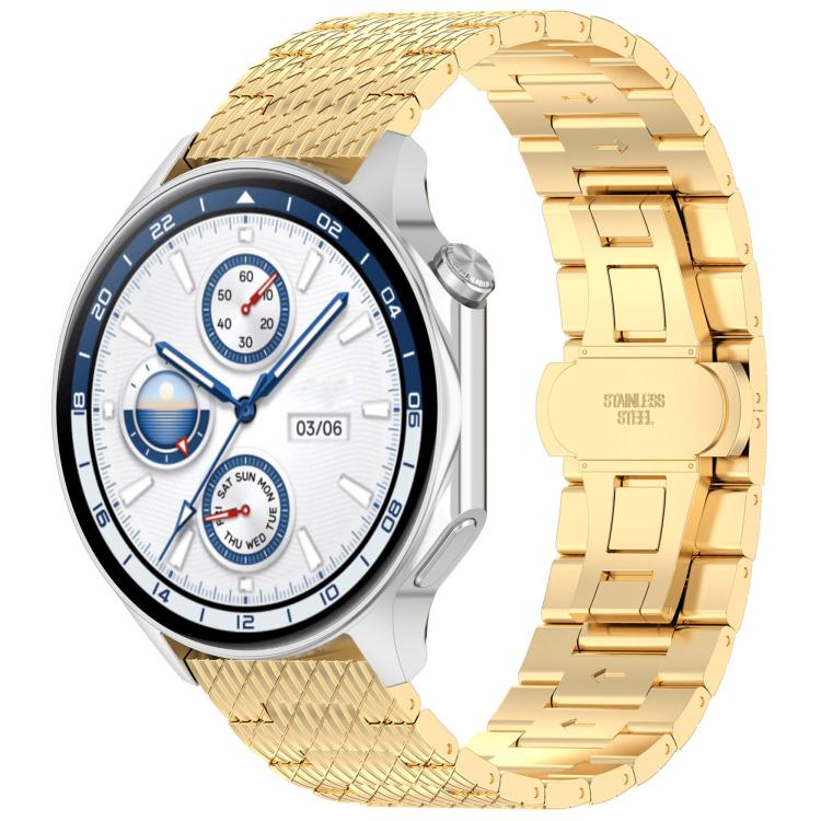 For OPPO Watch X2 Twill Texture Stainless Steel Metal Watch Band(Gold)