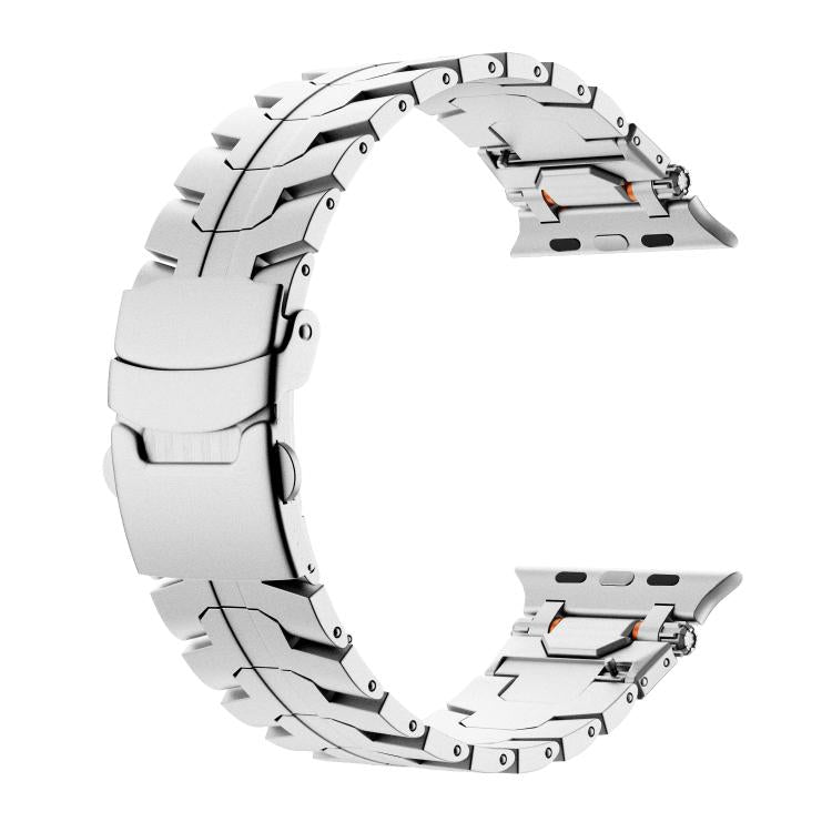 For Apple Watch 42mm / 41mm / 40mm / 38mm Stainless Steel Iron Man Safety Buckle Metal Watch Band(Silver)