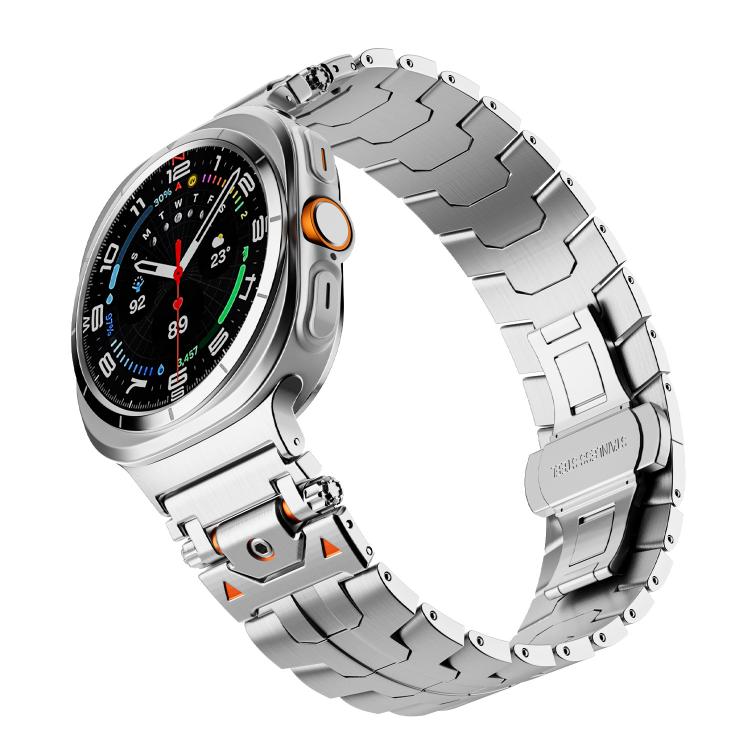 For Samsung Galaxy Watch 7 Ultra 47mm Stainless Steel Butterfly Buckle Metal Watch Band(Silver)