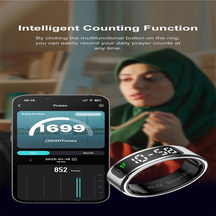 R11 SIZE 13 Smart Ring, Support Heart Rate / Blood Oxygen / Sleep / Multiple Sports Modes(Black)