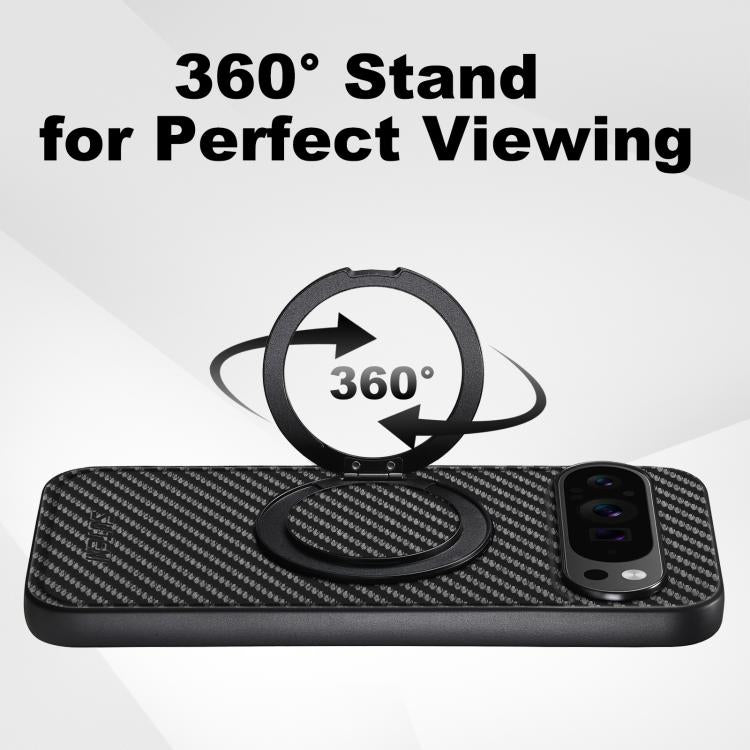 For Google Pixel 6 Pro Suteni G3 Carbon Fiber Leather 360 Rotation Holder MagSafe Phone Case(Black) - free shipping - PMC Jewellery - Order now!