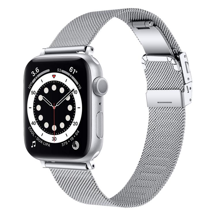 For Apple Watch 42mm / 41mm / 40mm / 38mm Hyphosis Buckle Milanese Metal Watch Band(Silver)