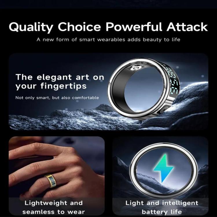 SR08 SIZE 12 Smart Ring, Support Hand Gestures Control / Health Monitoring / Multiple Sports Modes(Silver) - free shipping - PMC Jewellery - Order now!