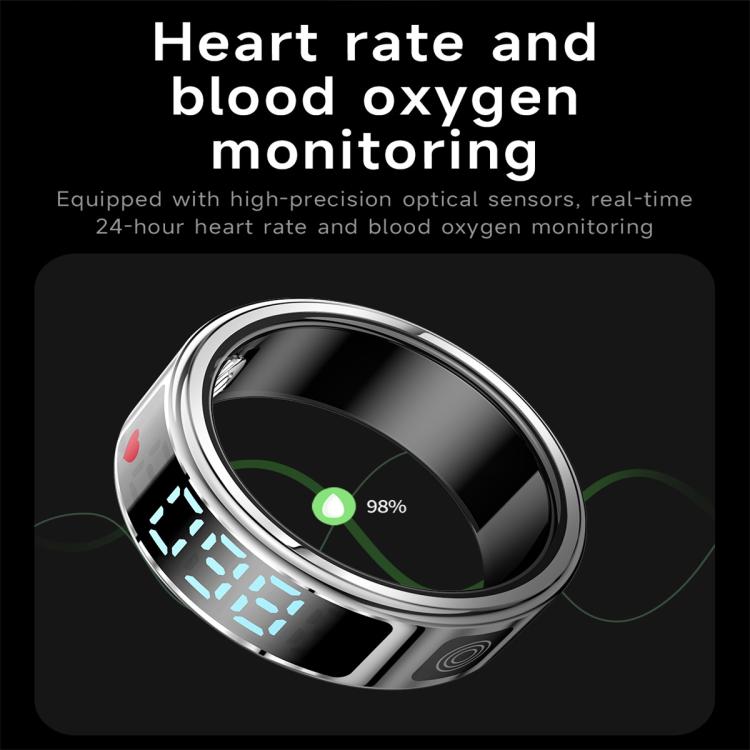 SR08 SIZE 12 Smart Ring, Support Hand Gestures Control / Health Monitoring / Multiple Sports Modes(Silver) - free shipping - PMC Jewellery - Order now!