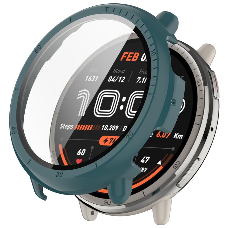 For Amazfit Active 2 A2437 Tempered Film Integrated PC Watch Protective Case(Pine Green)