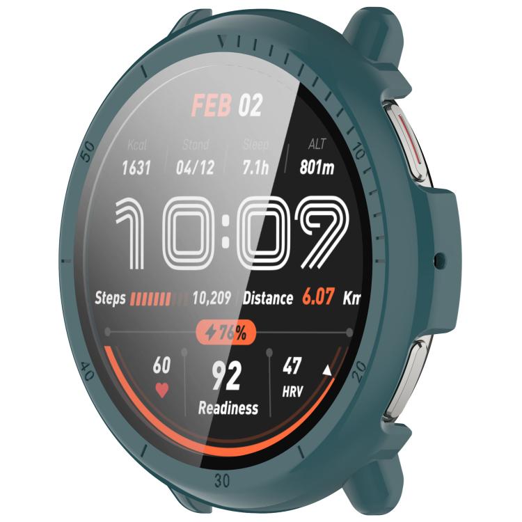 For Amazfit Active 2 A2437 Tempered Film Integrated PC Watch Protective Case(Pine Green)