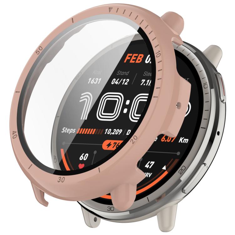 For Amazfit Active 2 A2437 Tempered Film Integrated PC Watch Protective Case(Cherry Pink)