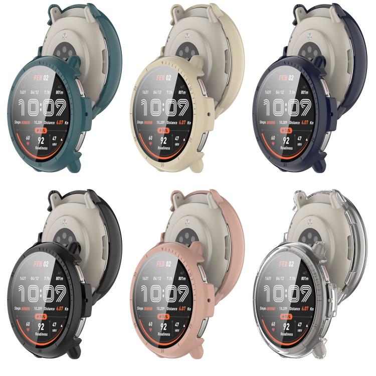 For Amazfit Active 2 A2437 Tempered Film Integrated PC Watch Protective Case(Cherry Pink) - Watch Cases by PMC TechLife | Online Shopping South Africa | PMC TechLife | Buy Now Pay Later Mobicred