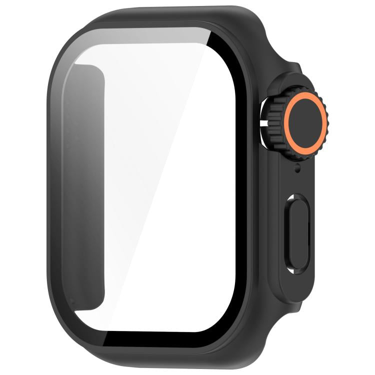 For Apple Watch Series 6/5/4/SE/SE2 40mm Change to Ultra 49mm Tempered Film Integrated PC Button Watch Case(Black)