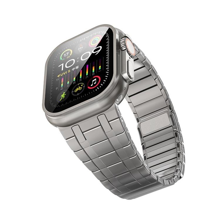 For Apple Watch 46mm / 49mm / 45mm / 44mm One Bead Magnetic Milan Stainless Steel Watch Band(Titanium Color)