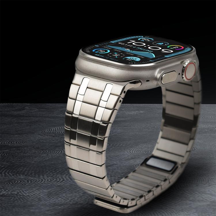 For Apple Watch 46mm / 49mm / 45mm / 44mm One Bead Magnetic Milan Stainless Steel Watch Band(Titanium Color) - Watch Bands by PMC TechLife | Online Shopping South Africa | PMC TechLife | Buy Now Pay Later Mobicred