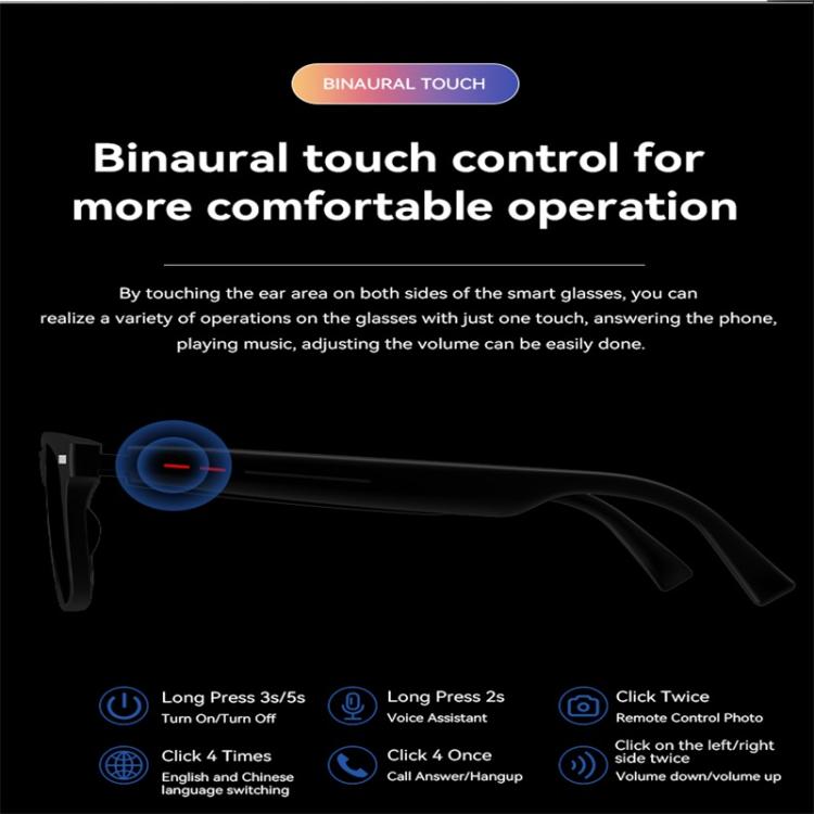D13 Smart Glasses, Support Bluetooth Call / Bluetooth Music / Remote Control Photo(Black)
