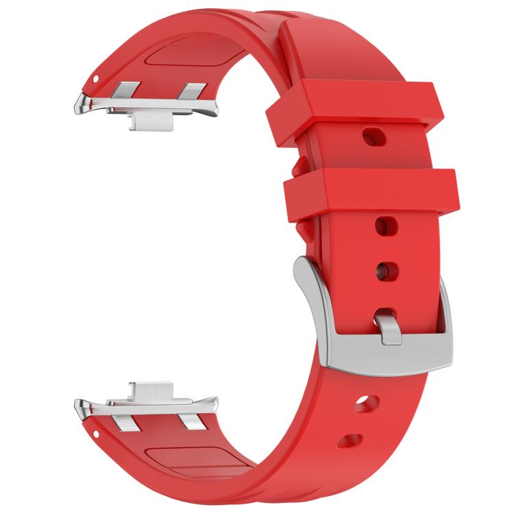 For Redmi Watch 5 / Xiaomi Smart Band 9 Pro Silver Metal Connector Silicone Watch Band(Red)
