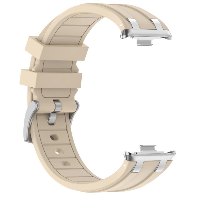 For Redmi Watch 5 / Xiaomi Smart Band 9 Pro Silver Metal Connector Silicone Watch Band(Starlight)