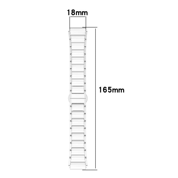 18mm Zinc Alloy Butterfly Buckle Ceramic White Metal Watch Band(Rose Gold+White)