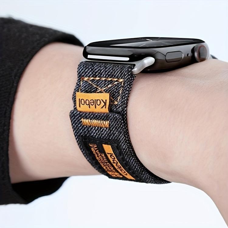 For Apple Watch 42mm / 41mm / 40mm / 38mm Kalebol Cool Denim Nylon Hook and Loop Fastener Watch Band(Gray) - free shipping - PMC TechLife - Order now!