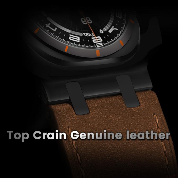 For Samsung Galaxy Watch Ultra 47mm Crazy Horse Leather Watch Band(Black Brown+Black Buckle)
