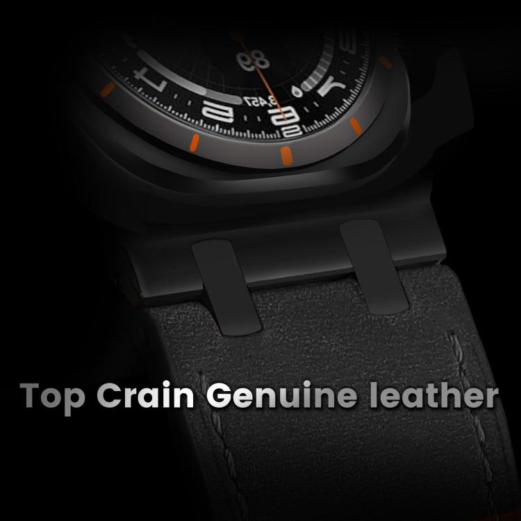For Samsung Galaxy Watch Ultra 47mm Crazy Horse Leather Watch Band(Black+Black Buckle)