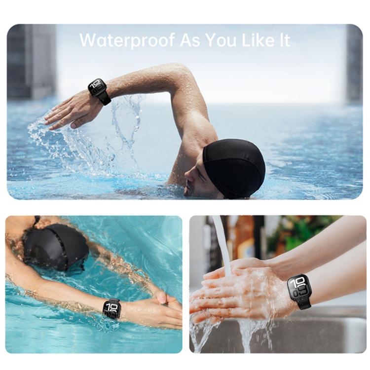 For Apple Watch Series 45mm Tempered Film Integrated PC Watch Protective Case(Original Machine Black) - Watch Cases by PMC TechLife | Online Shopping South Africa | PMC TechLife | Buy Now Pay Later Mobicred