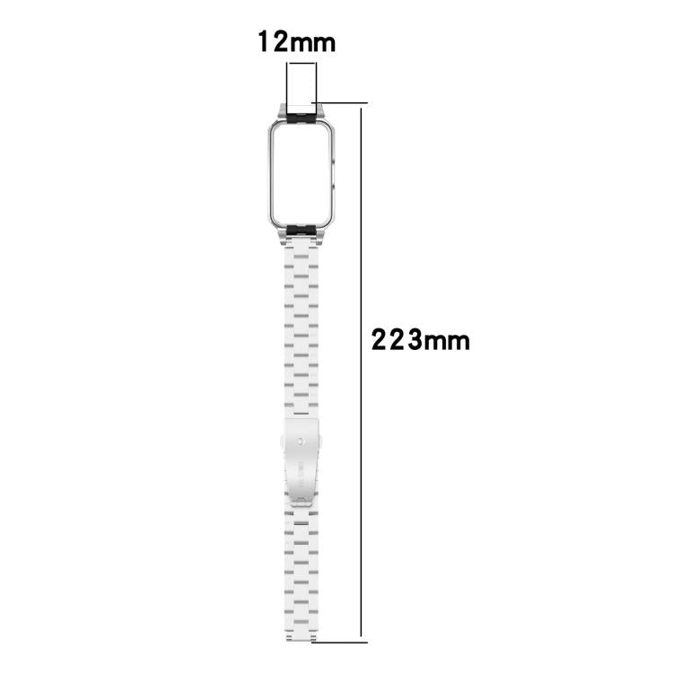 For Huawei Band 10 / 10 NFC / 9 / 9 NFC Watch Frame Integrated Three Beads Stainless Steel Watch Band(Silver)
