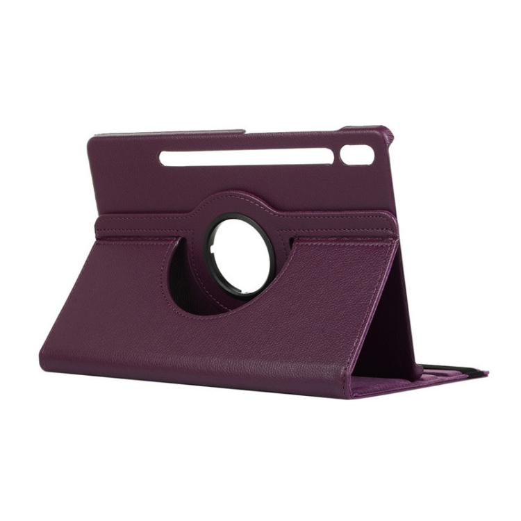 For Samsung Galaxy Tab S10 Ultra / S9 Ultra ENKAY 360 Degree Rotation Litchi Leather Smart Tablet Case(Dark Purple) - free shipping - PMC Jewellery - Order now!