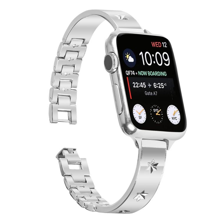 For Apple Watch 46mm / 49mm / 45mm / 44mm Snowflake Petals Bracelet Metal Watch Band(Silver)