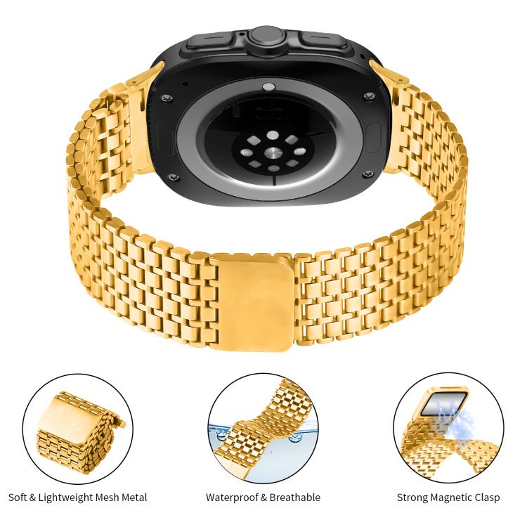 For Samsung Galaxy Watch Ultra 47mm Nine-beads Magnetic Buckle Stainless Steel Watch Band(Gold)