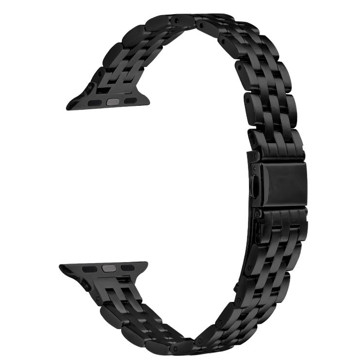 For Apple Watch 46mm / 49mm / 45mm / 44mm Small Waist Slingshot Buckle Steel Watch Band(Black)