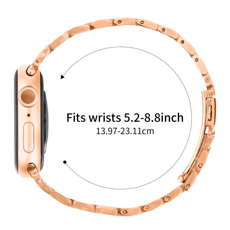 For Apple Watch 46mm / 49mm / 45mm / 44mm Small Waist Slingshot Buckle Steel Watch Band(Rose Gold)