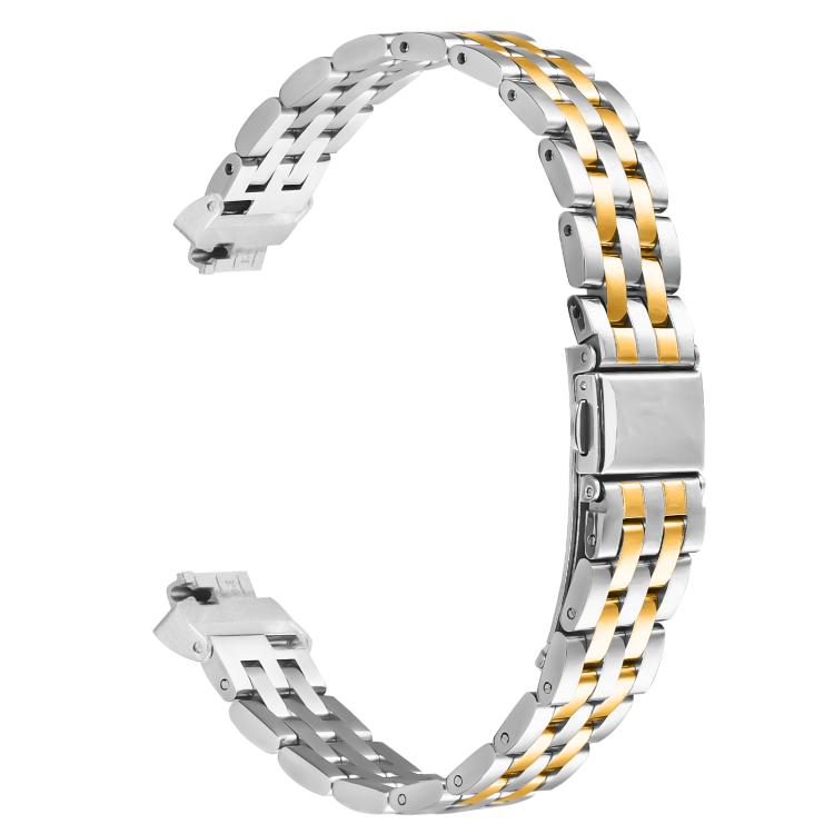 For Fitbit Inspire 1 / Inspire 2 Five Beads Slingshot Buckle Steel Watch Band(Silver Gold)