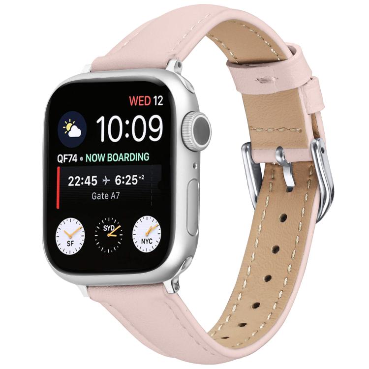 For Apple Watch 42mm / 41mm / 40mm / 38mm Small Waist PU Leather Watch Band(Sandpaper pink)